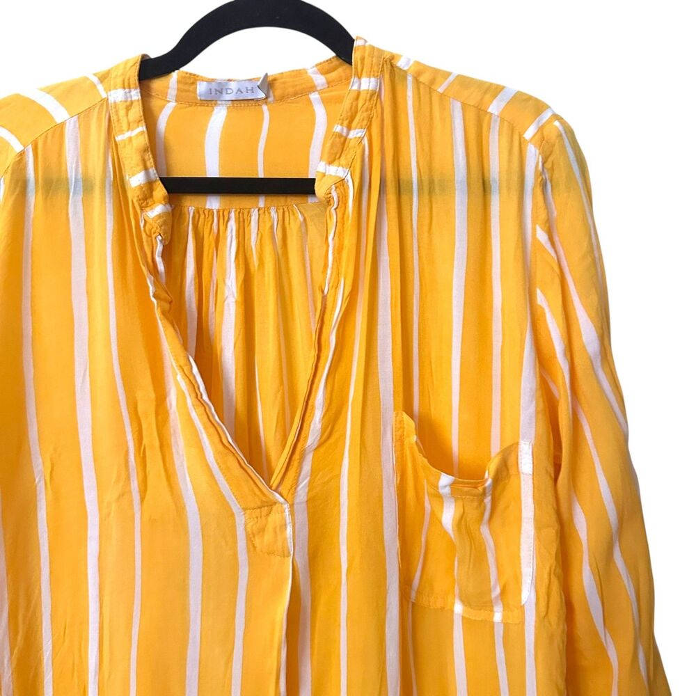 INDAH Striped Long Sleeve Tunic Yellow‎ Small - Picture 4 of 4